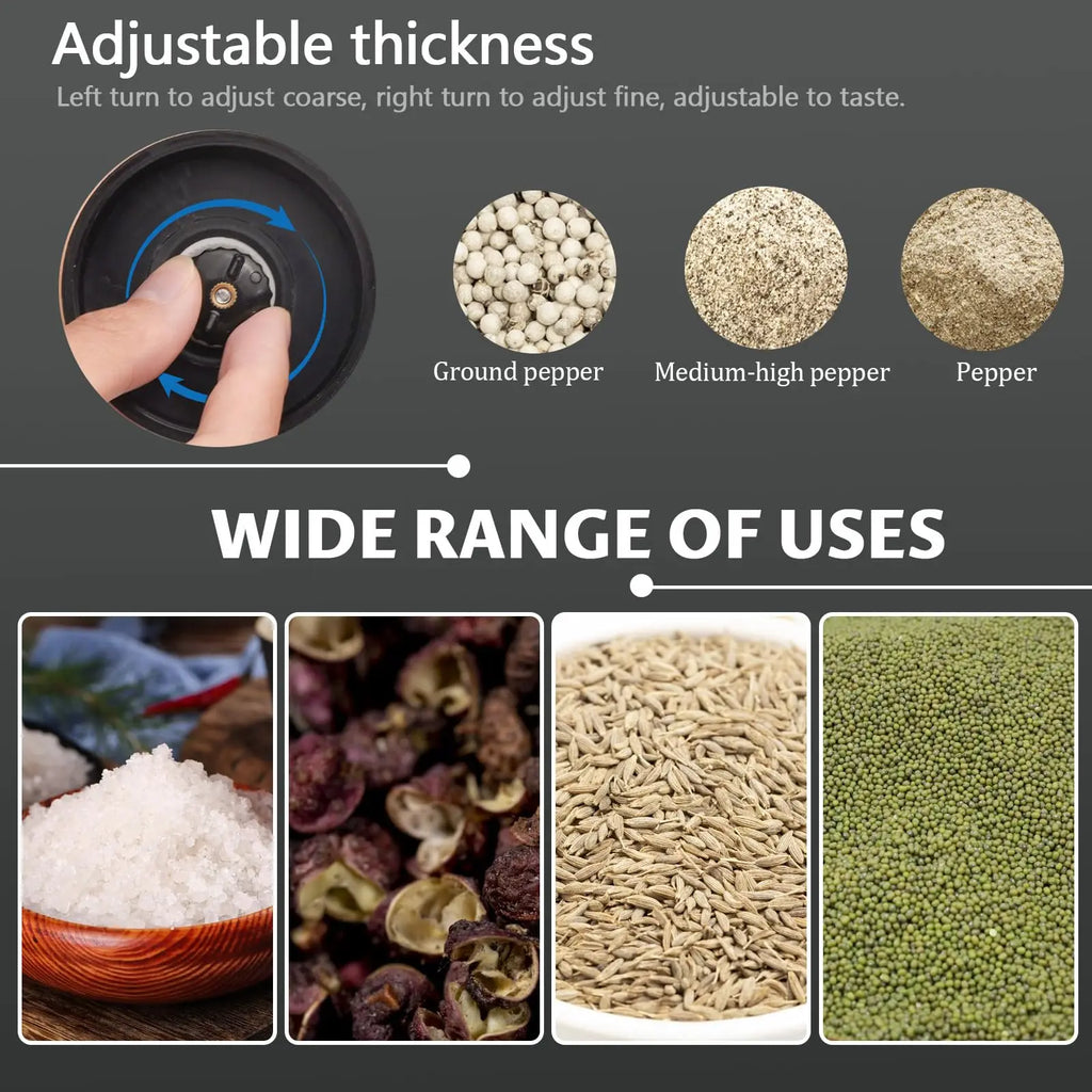 2-in-1 Adjustable Pepper Salt Grinder - Rustproof Stainless Steel Manual Mill with Double Heads & Coarseness Control