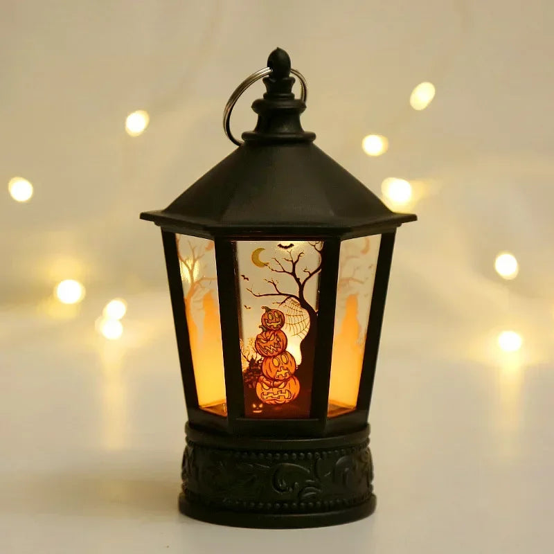 Halloween Hanging LED Lantern Retro Witch Castle Pumpkin Ghost Lamp Halloween Party Home Indoor Outdoor Decor Gift Supplies
