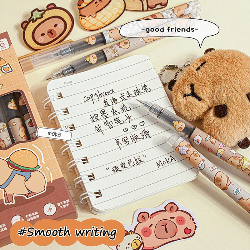 Cute Anime Capybara Straight Liquid Ballpoint Pen Neutral Pen