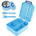 Children and adults outdoor 1700ml large capacity food meal box with four compartments leak proof design and soup can spoon fork