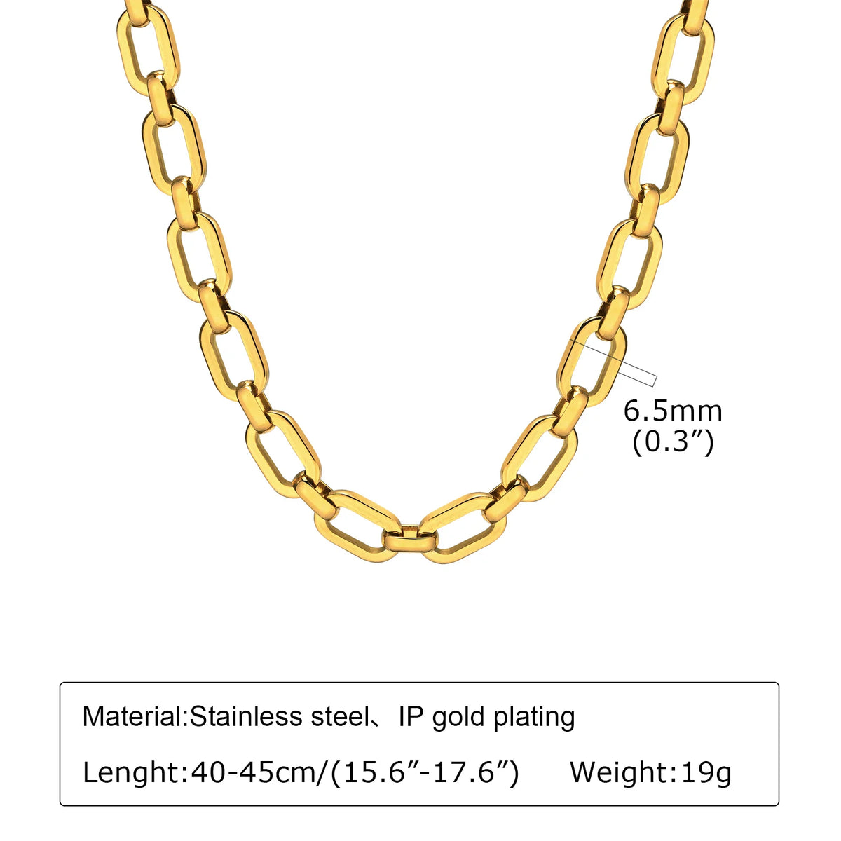 Chunky Gold Plated Link Necklace for Women Stainless Steel