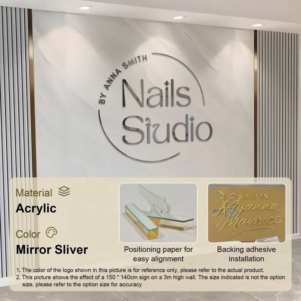 Customized 3D Business Logo Sign Laser Cut Acrylic Wall Mounted Name Sign Beauty Salon/Office/Shop/Home/Dental/SPA Decor