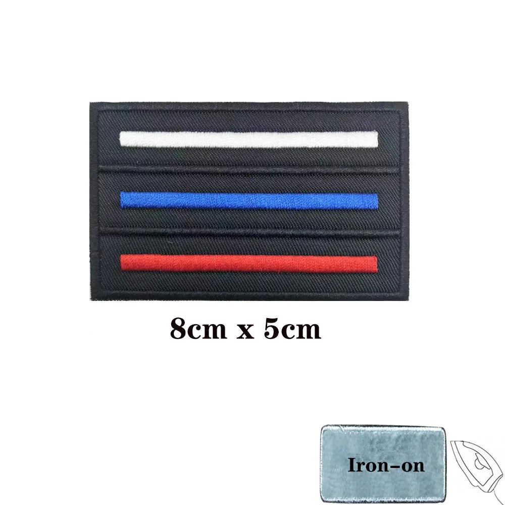 1PC Russian Flag Russia Armband Embroidered Patch Hook Loop Or Iron On Embroidery  Badge Cloth Military Moral Stripe