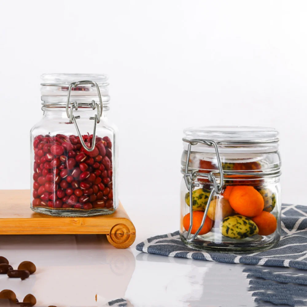 Buckle Glass Jar Transparent Airtight Glass Jar Wide Mouth Container Stylish Sealed Storage Jar For Spice Organization Coffee