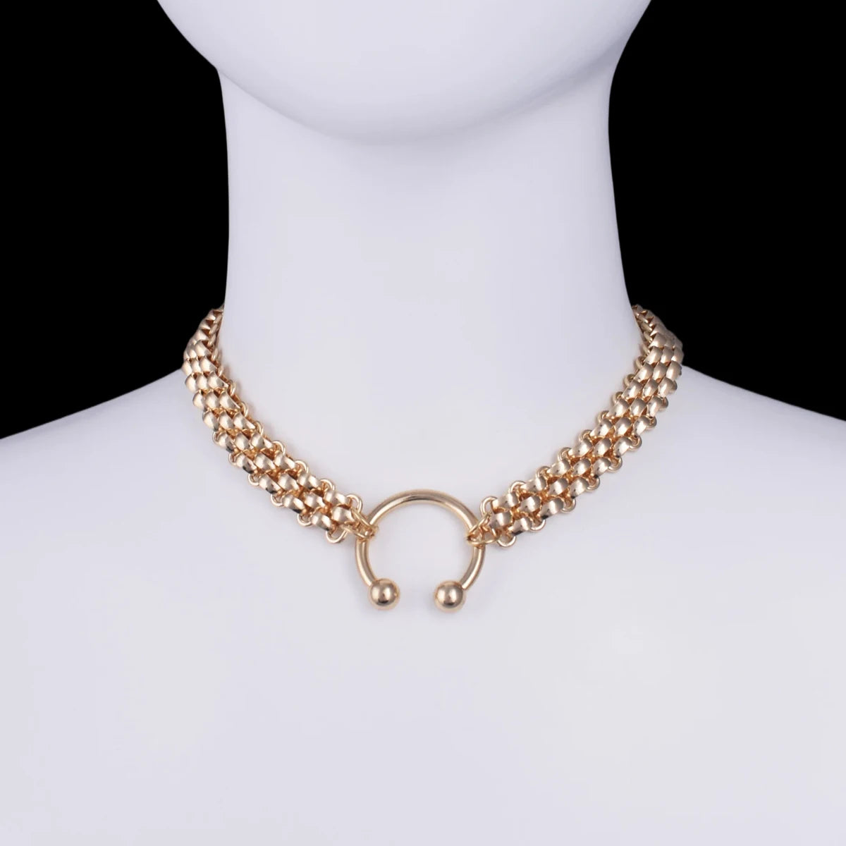 Punk Chain Choker Necklace, Horseshoe Style