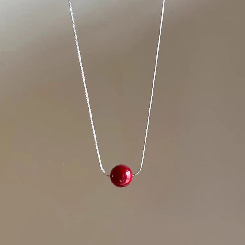 Vintage Red Beaded Necklaces For Women Chinese Style Glass Beads Necklace Exquisite Elegant Choker Aesthetic Jewelry Accessories
