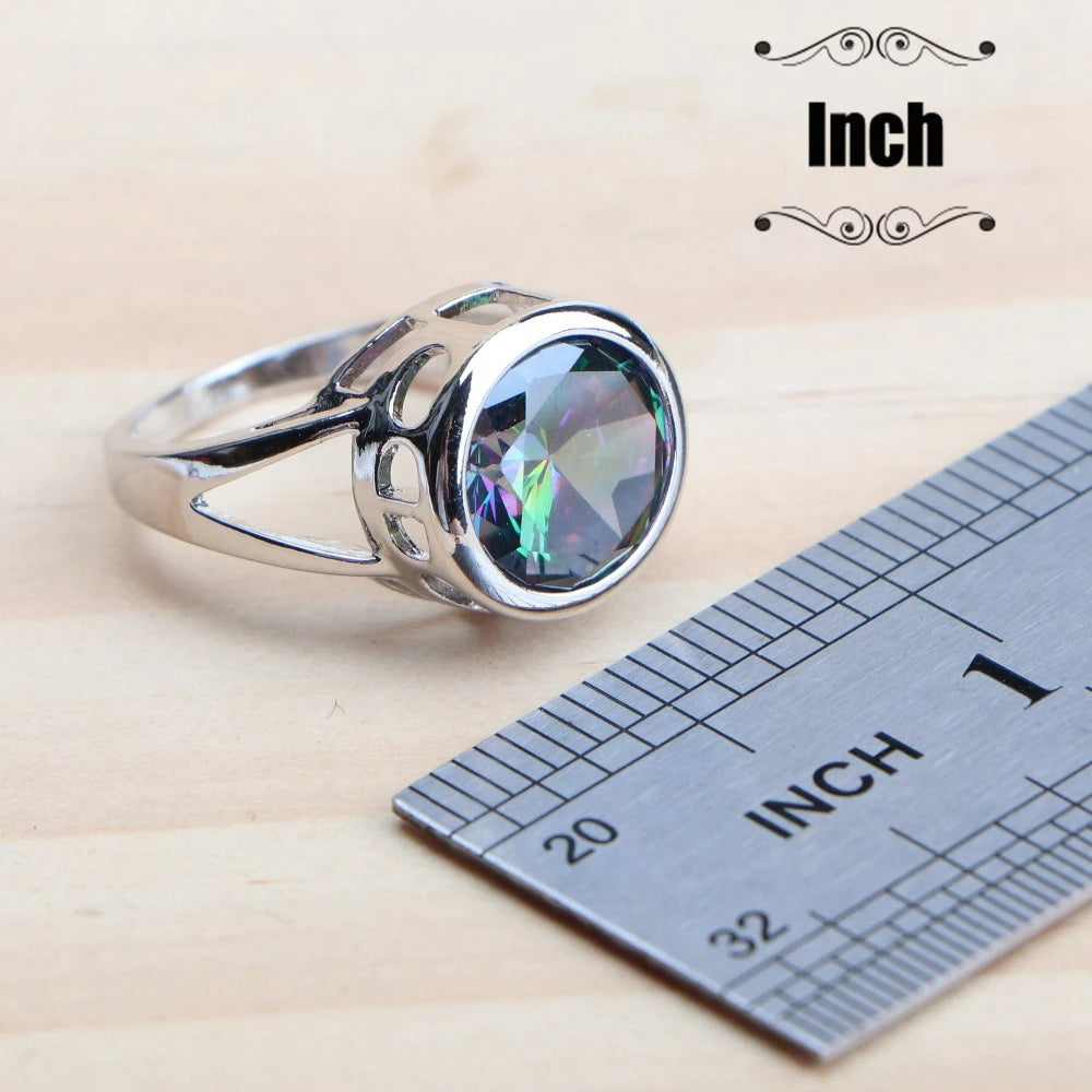 925 Sterling Silver Rainbow Zircon Bridal Jewelry Set