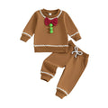 Toddler Baby Boy Girl Gingerbread Outfit Long Sleeve Sweatshirt and Pants Infant Newborn Christmas Outfits