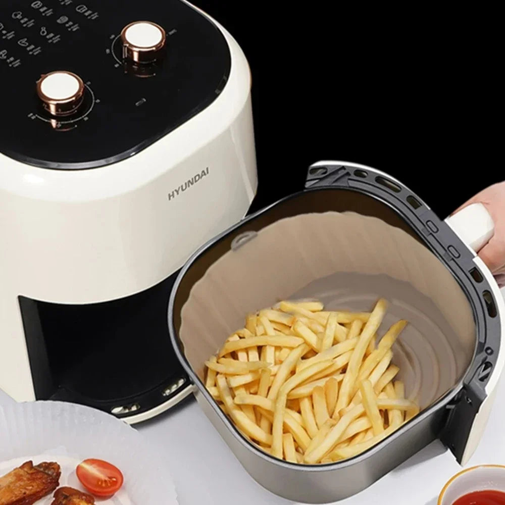 Silicone Basket for Air Fryer Oven Baking Tray Pizza Fried Chicken Silicone Mold Reusable Bakeware Liner Kitchen Accessorie