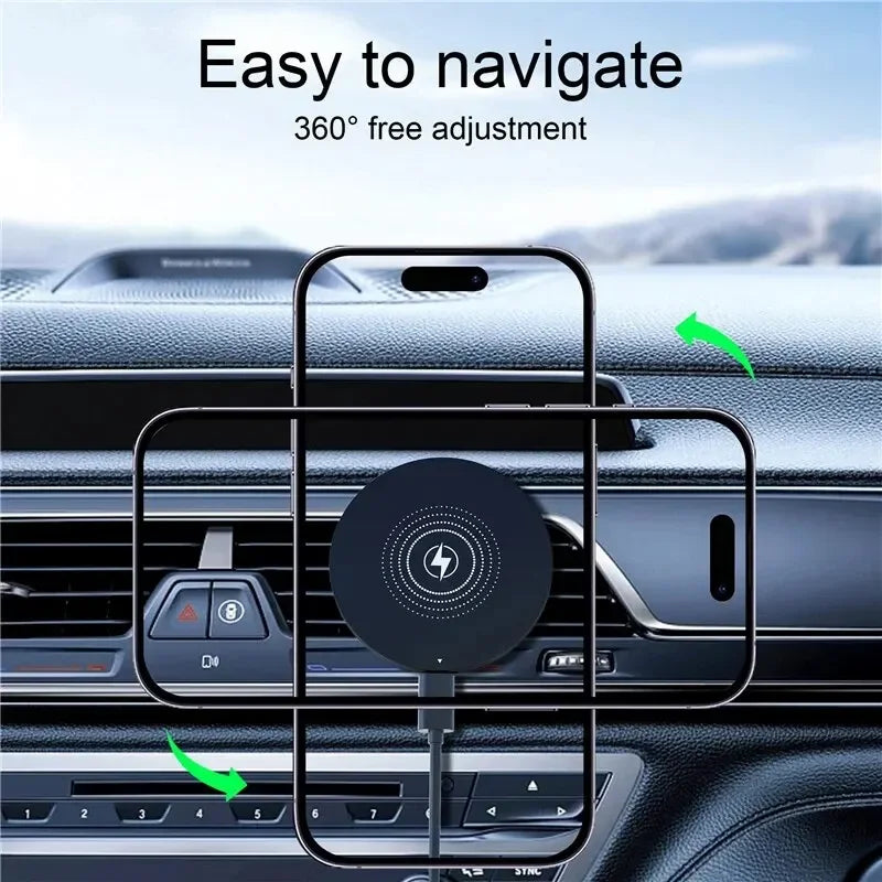 Magnetic Car Wireless Charger Magnet Fast Charging Station Car Phone Holder Mount for iPhone 17 16 15 14 13 Pro Max Min Macsafe