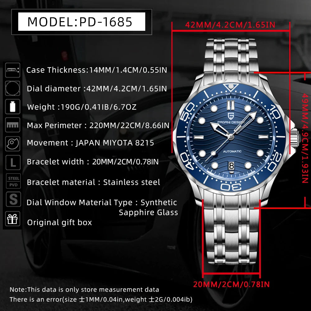 PAGANI DESIGN New V2 Waves Men's Watches 200M Diving