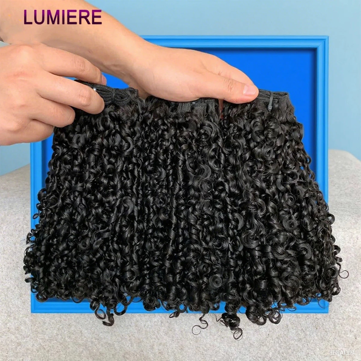 Bouncy Burmese Pixie Curly Human Hair Bundles with Closure