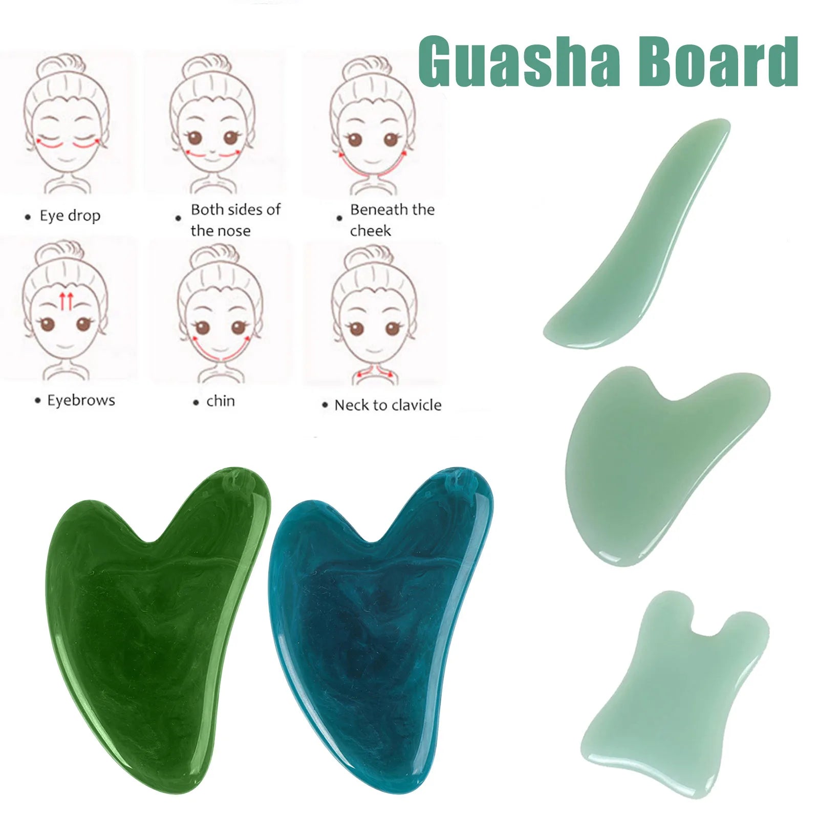 Gua Sha Natural Stone Resin Scraper Board Meridian Relaxation Face Massager Facial Tool For Body Slimming Massage Skin Care