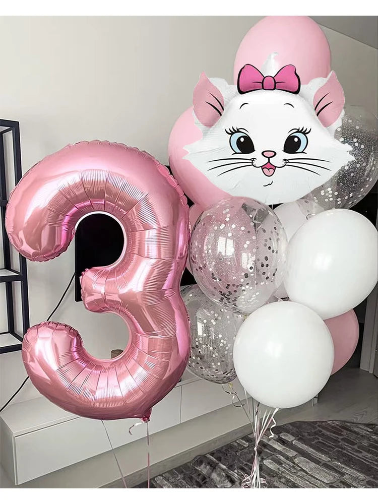 1 Set Marie Cat Theme Balloons Kids Happy Birthday Party Decor Latex Foil Balloons Baby Shower Girl Toys Gift