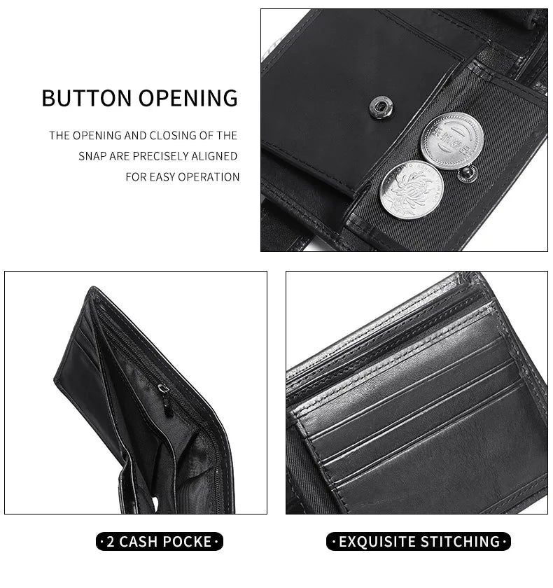 Rfid Leather Mens Wallet with Coin Pocket Designer Dollar Mens Leather Wallet with Rfid