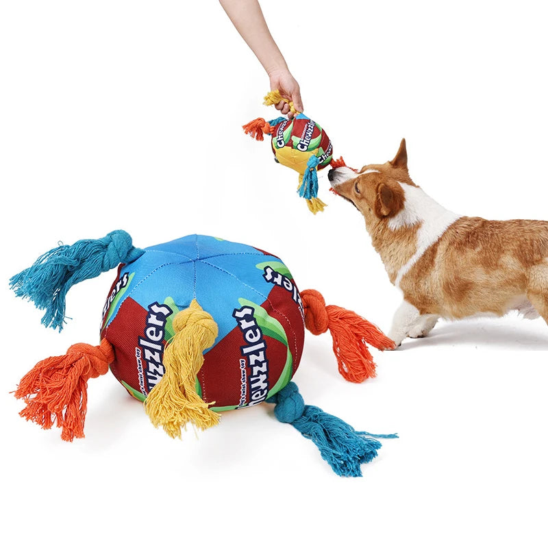 Pet Dog Rainbow Twist Candy Toy Dog Molar Teeth Resistant Bite Making Sound Pet Supplies candy for small, medium and large dogs