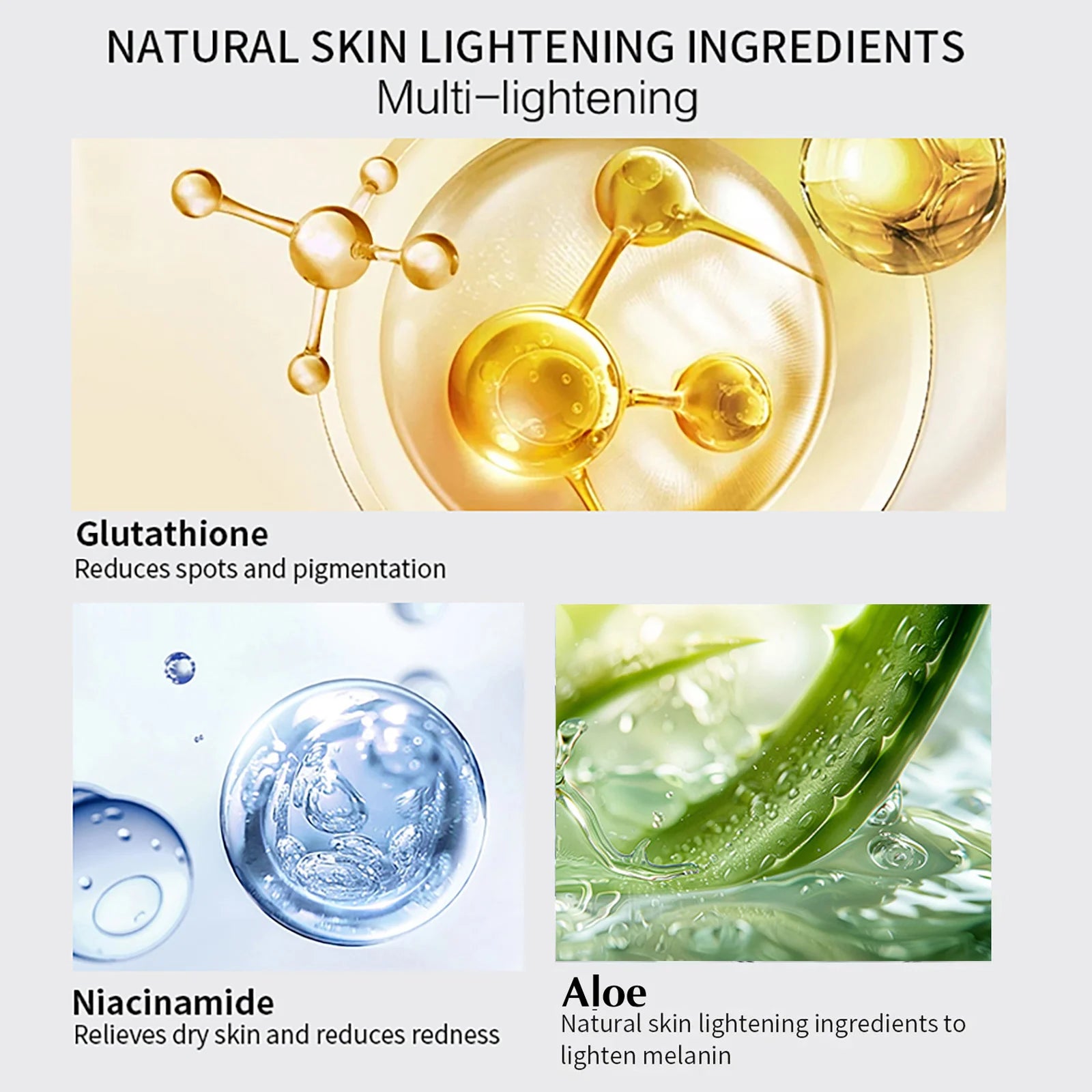 AILKE Whitening Skin Care Set, Lightening, With Double Glutathione, Reduce Black, Dark and White Spots, For All Skin Types