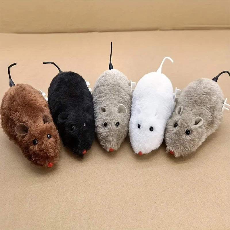 1/5pcs Fun and Interactive Plush Wind-Up Mouse Toy for