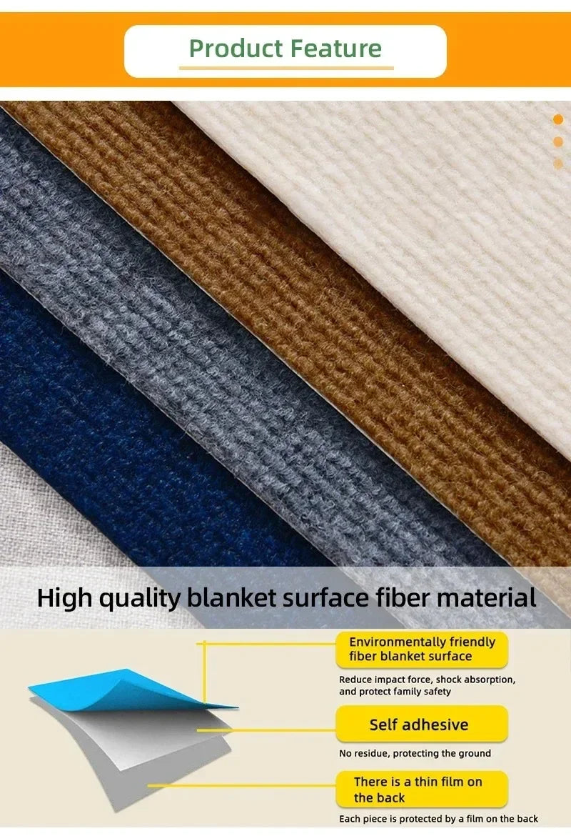 Self Adhesive Carpet Floor Tiles Sticker Square Rugs Peel and Stick Mat DIY Flooring for Kitchen Dining Room Bedroom Home Decor