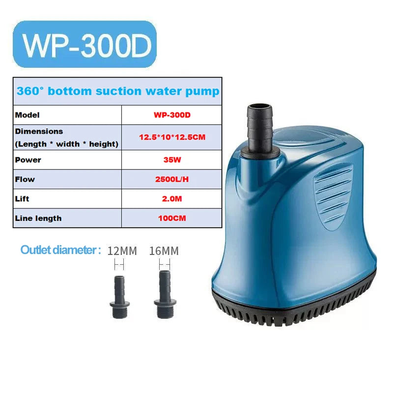 Submersible pump, low water level silent filtration circulation pump, small aquarium water pumping bottom suction pump