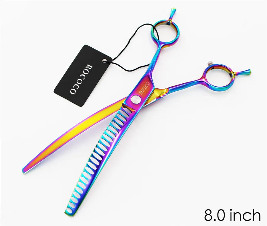 Professional 8 inch 7 inch 6.5" High Quality Pet Dog Grooming Scissors Curved Shark Thinning Shears Cat Dog Barber Scissors