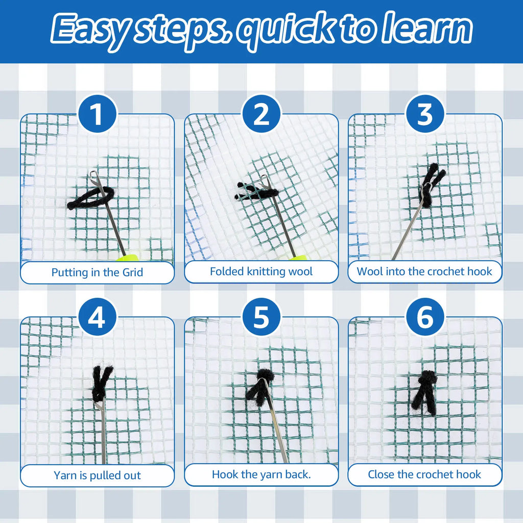 DIY Carpet Embroidery Set with Printed Pattern Cartoon Latch Hook Rug Kits for Adults Beginners Kids Crochet Needlework Crafts