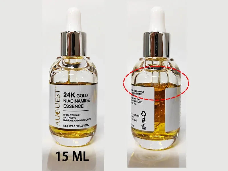 AUQUEST Niacinamide Face Serum Whitening Dark Spot Remover 24K Gold Serum Hyaluronic Acid Anit-Wrinkle Facial Serum Skin Care