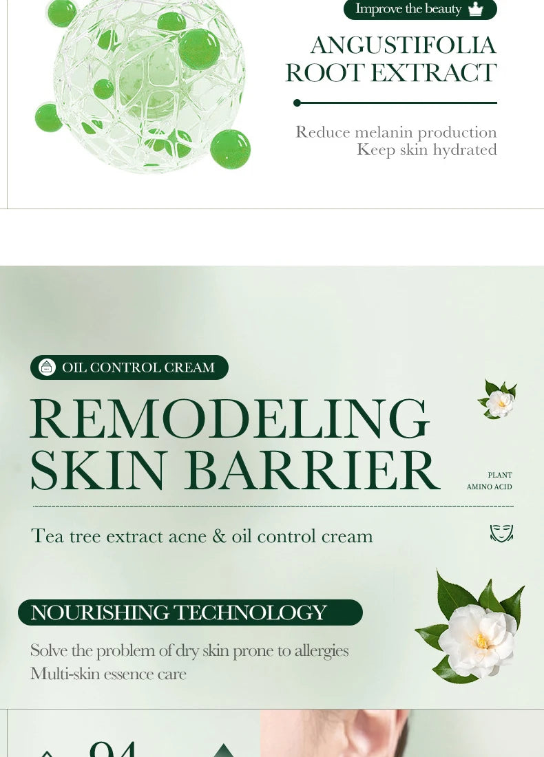 Tea Tree Acne Removing Cream Facial skincare Oil Control Face Gel Creams Hydrating Moisturizing Facial Cream Skin Care Set