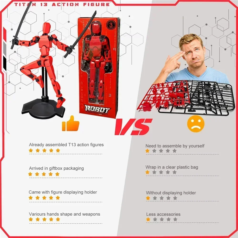 13 Joints Movable Action Figures Dummy Nova Robot Assembled T13 Action Figure with Holder Titan 13 Action Figure Lucky13 Toy