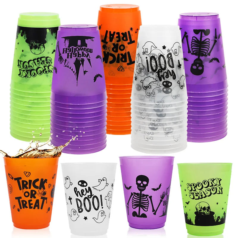 Halloween Skull Plastic Drinking Cups, 24 Pack