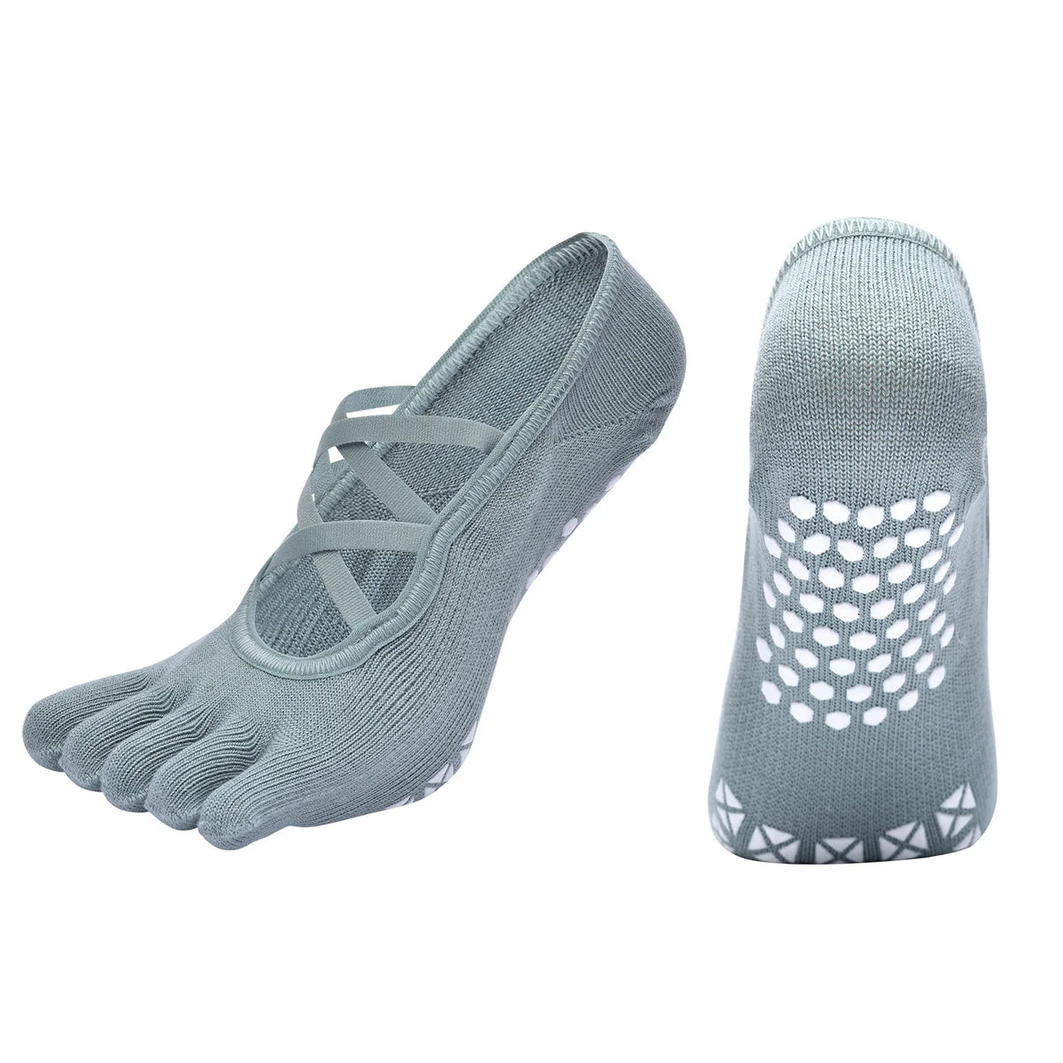 Women Bandage Breathable Pilates Socks Ladies Anti-slip Cotton Backless Sock Five Toes Ballet Dance Fitness Workout Sports Socks