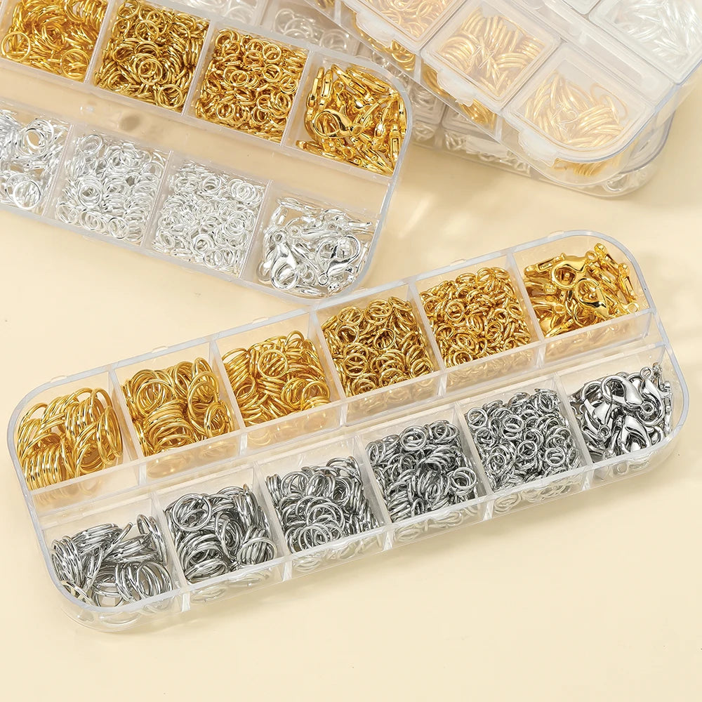1Box Jewelry Findings Kits Zinc Alloy Open Jump Rings