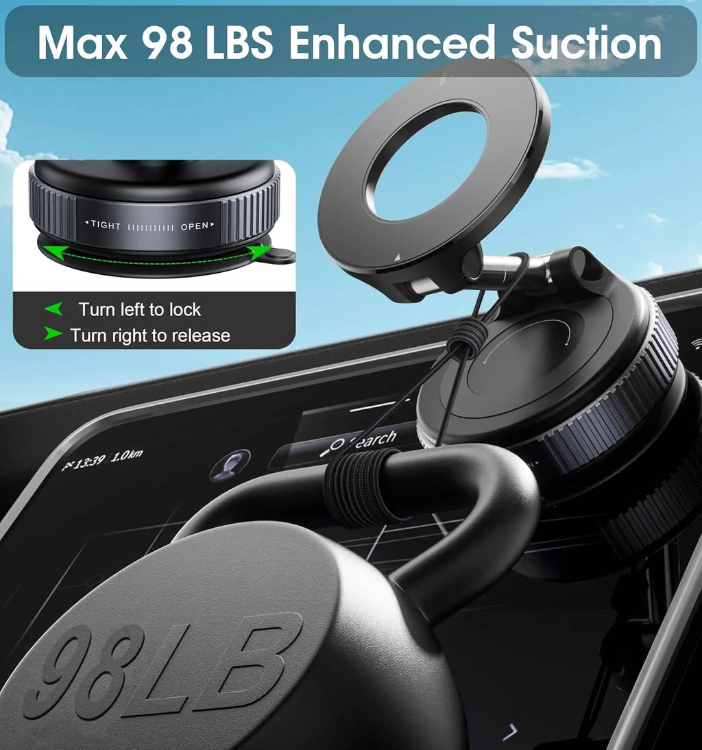 Vacuum Suction Magnetic Car Phone Holder 360° Rotatable Foldable