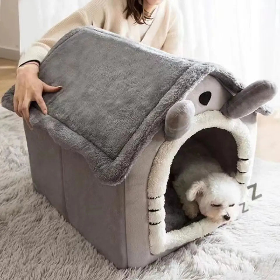 House Style Pet Bed for Small Dogs & Cats - All Season Removable Washable Dog House Winter Warm Teddy Bed Pet Supplies