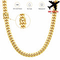 8mm 14K Gold Plated Miami Cuban Chain Necklace for Men, Stainless Steel Heavy Curb Link Jewelry, Classic Hip Hop Statement Chain for Rapper, Street Style, Club, Concert, Daily Outfit, Birthday, Father's Day and Holiday Gift A