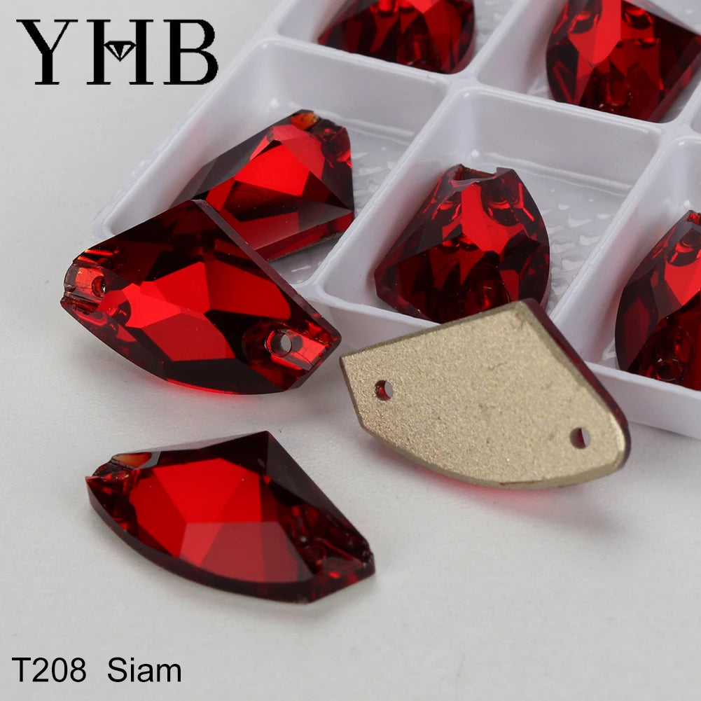 YHB Top Quality Galactic Axe Glass Crystal AB Moonlight Sewing Stones Flatback Sew on Rhinestones For Garment Clothes Bags