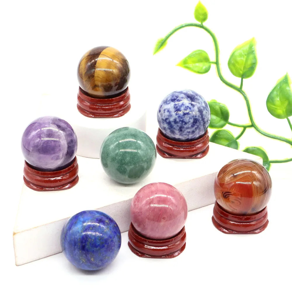 30MM Crystal Ball Natural Reiki Healing Quartz Stone Globe Energy Gemstone Fengshui Sphere Wicca Chakra Massage Home Decor Gifts