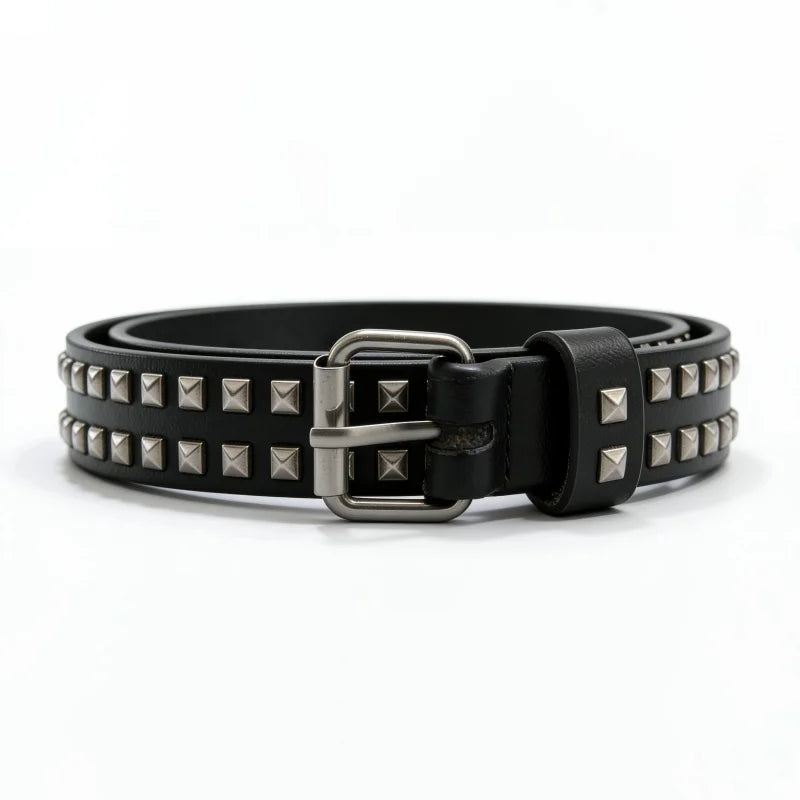 Fashion Square Bead Rivet Belt Metal Pyramid Belt Men and Women