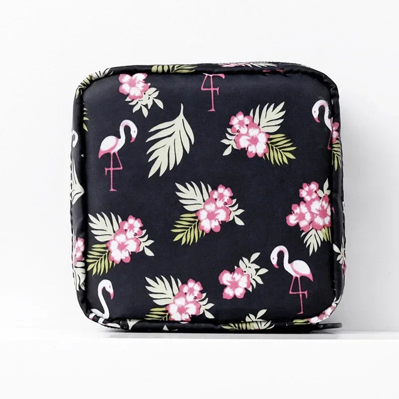 Women Girls Kawaii Napkin Sanitary Pads Bag Pouch Organizer Cosmetic Makeup Tampon Bags Cute Travel Gadgets Lipstick Storage Bag