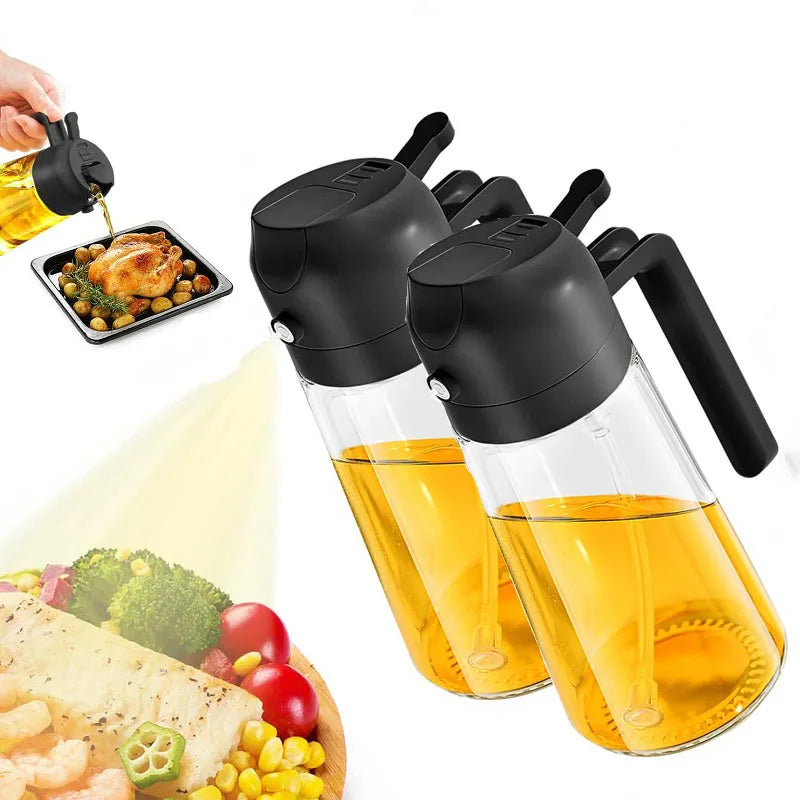 2 in1 Oil Spray Bottle For Kitchen Barbecue Cooking Olive Oil Dispenser Oil Jar Baking Vinegar Soy Sauce Spray Container Plastic