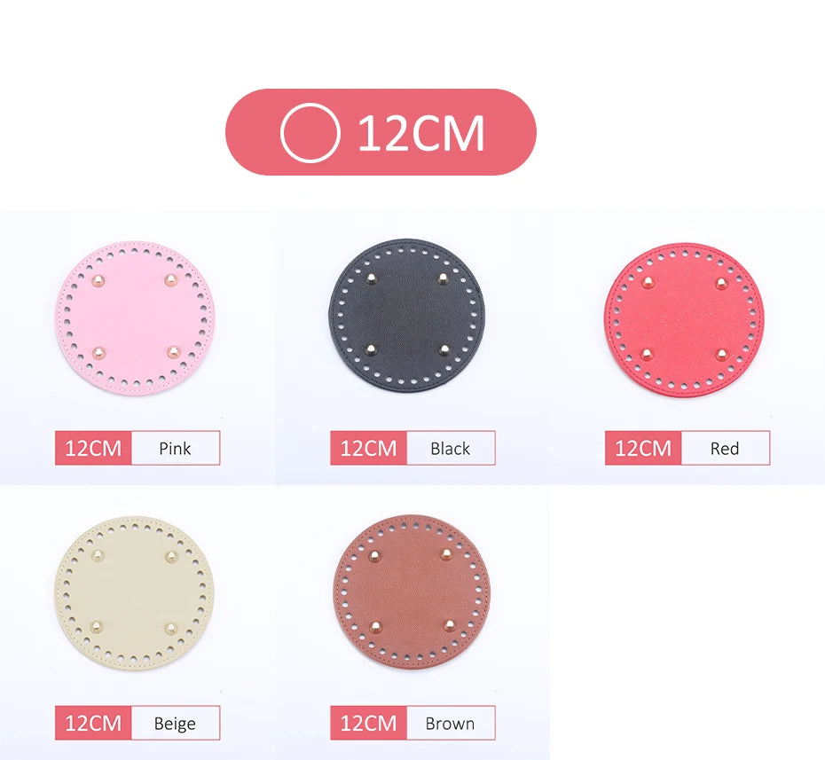 QJH 1 Pcs PU Leather Oval/Round Long Knitting Crochet Bags Bottom for Thick Yarn DIY Weaving Supplies Home Decor Purse Making