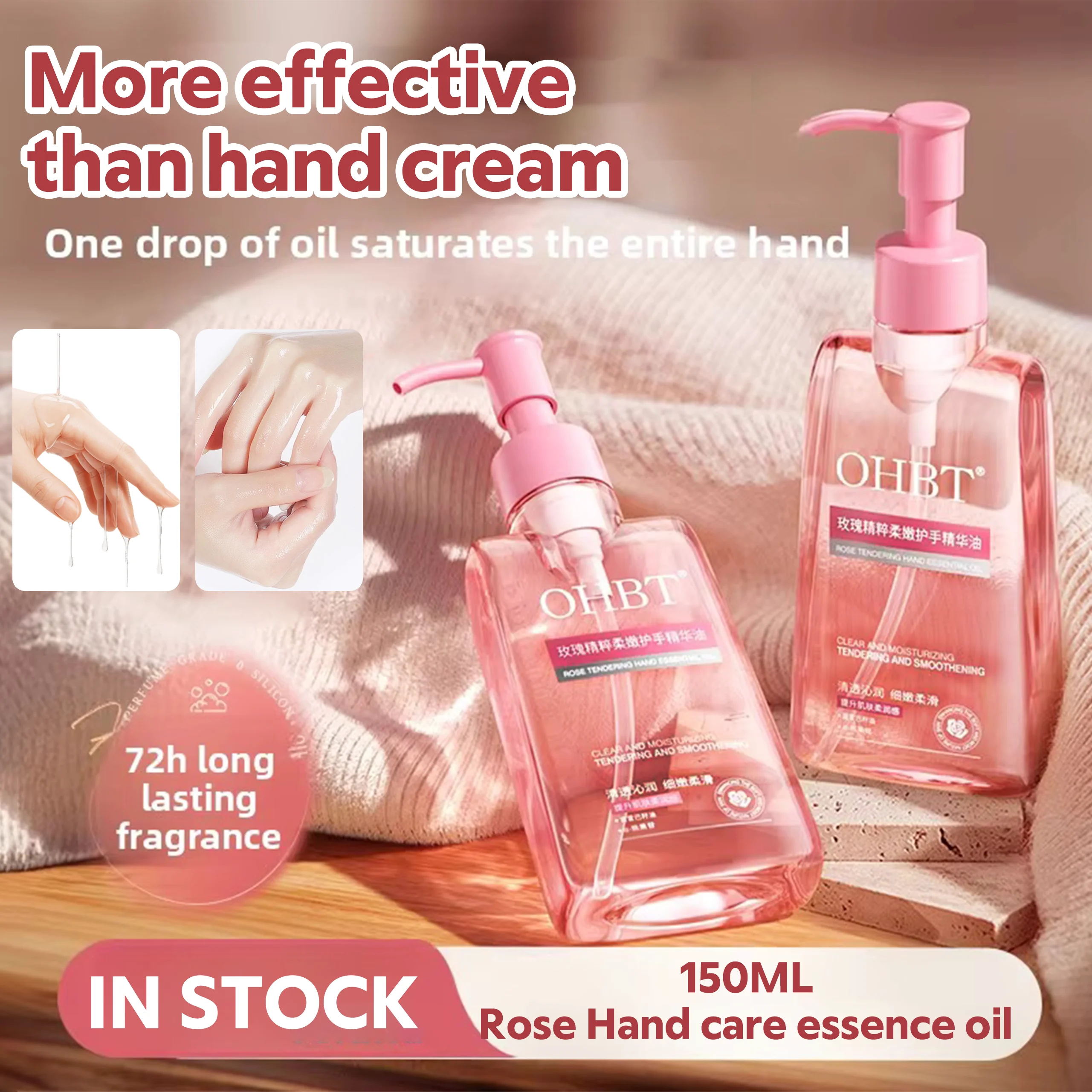 OHBT Moisturing Hand Care Oil, 150ml Rosehip Oil  Smooth Skin Care Essence, Whitening Nourish Hand Care Water