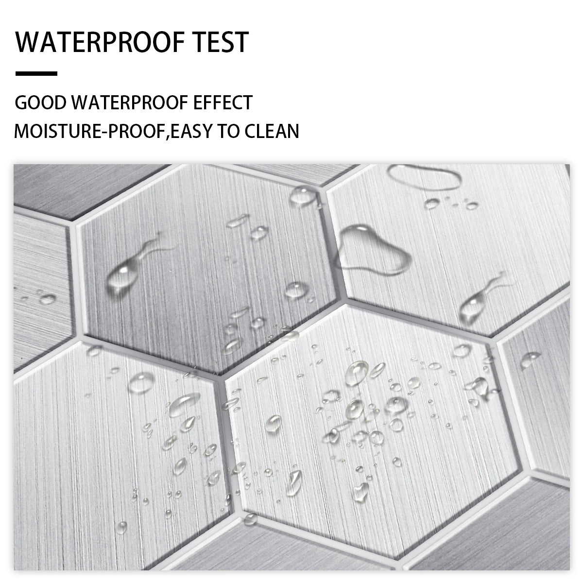 5 Styles Flat Hexagon Marble Embossing Tile Wall Stickers Oil-Proof Kitchen & Bathroom Washbasin Glossy Surface Decorative Mural