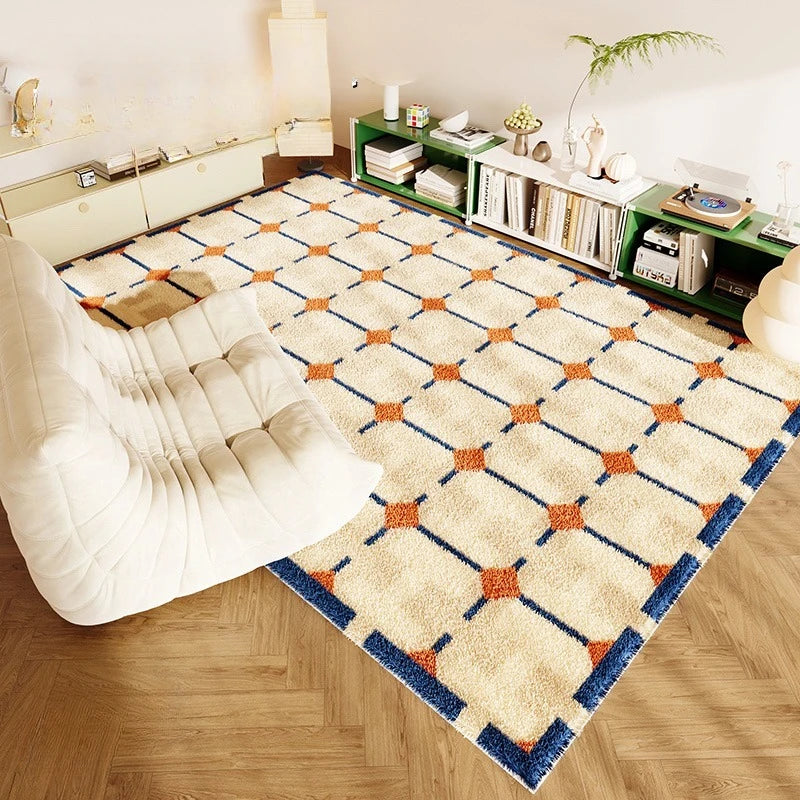 Living Room Carpet Fashion Art Plaid Bedroom Bedside Mat Popular Cloakroom Leisure Area Coffee Table Plush Rugs Ковер Tapis 러그