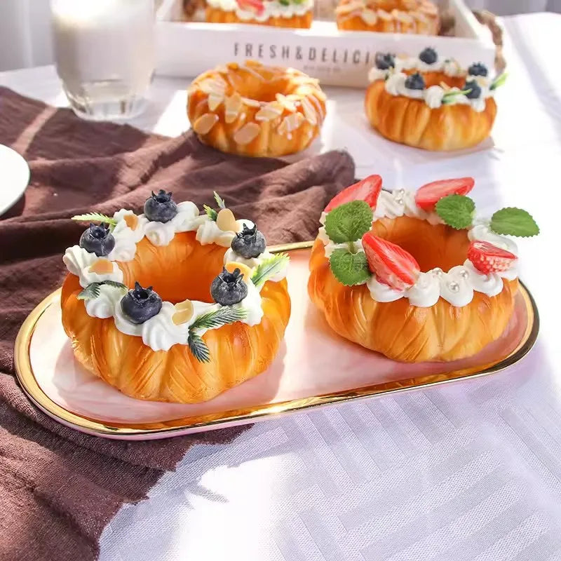 Simulation Fruit Cake Fake Food Model Decoration Bread Baking Photography Props Ornaments Window Display Home Decor