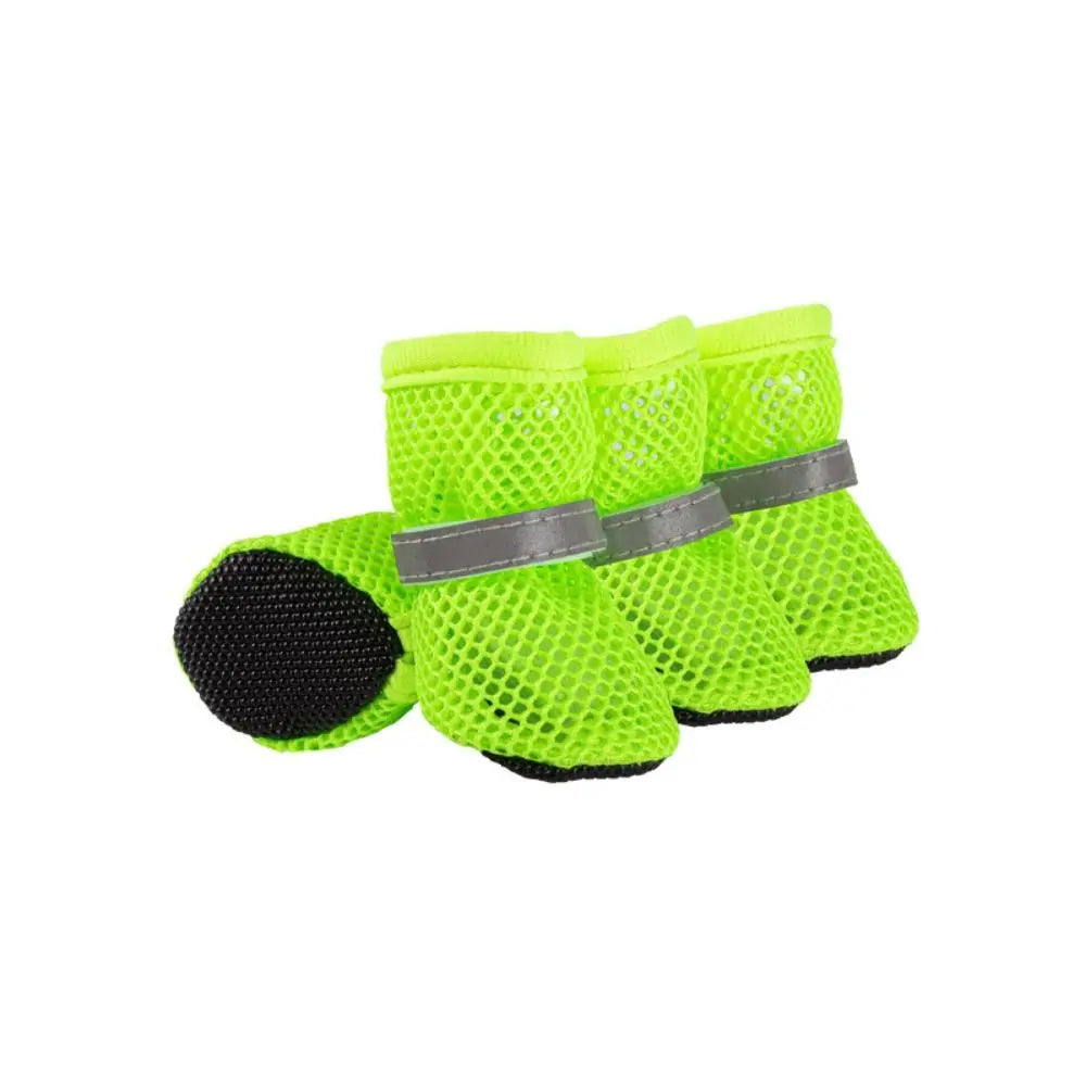 4pcs/set Fashion Breathable Dog Mesh Shoes Non-slip Reflective Dog Net Shoes Wear Resistant Hollow Out Dog Shoes Summer
