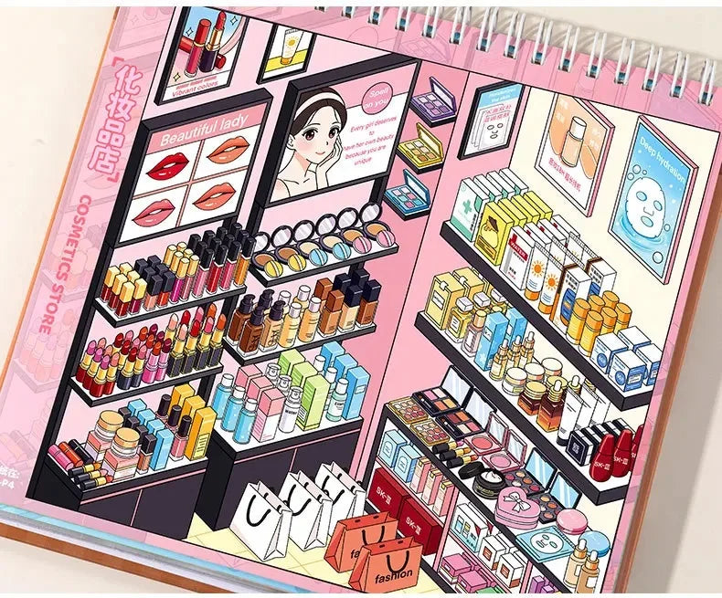 Kawaii Store Code Goods Series Sticker Scene Collection 3D Scene Book DIY Handmade Sticker Home Decoration Party Sticker Gifts