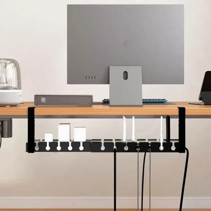 Under Desk Cable Management Metal Extendable Cable Wire Organizer Racks No Punching Strip Cord Holder Home Storage Accessories