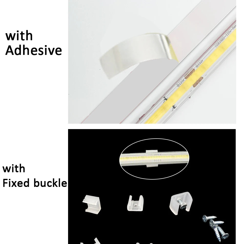 COB LED Strip Light 220V EU Plug High Brightness Flexible Ribbon Tape 220V Led Strip For Home Kitchen Lighting