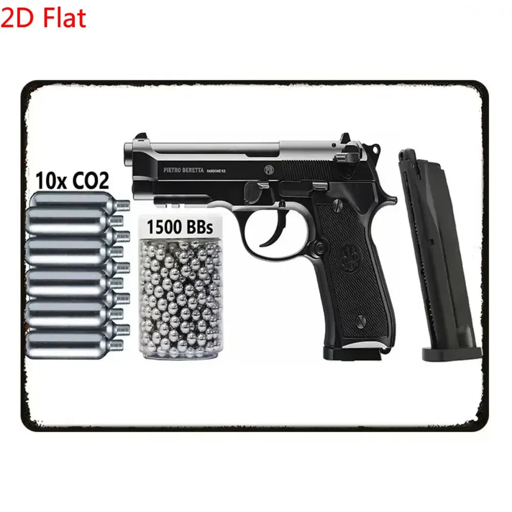 Vintage Pistol Metal  Sign Retro Gun Wall Art Iron Plaque HD Print for Home Bar Club Wall Decor